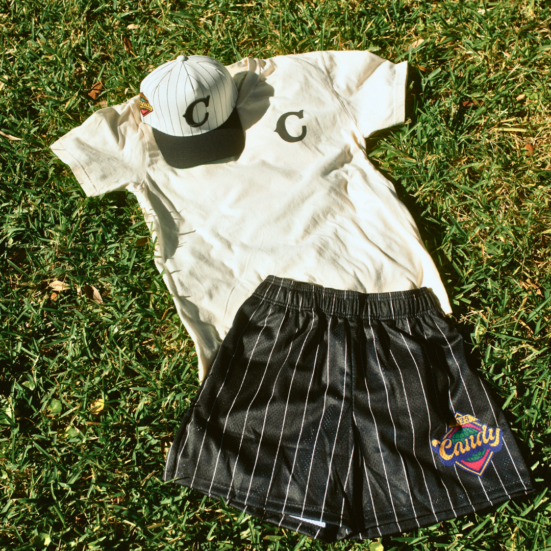 ORIGIN SHORTS — BLACK PINSTRIPE